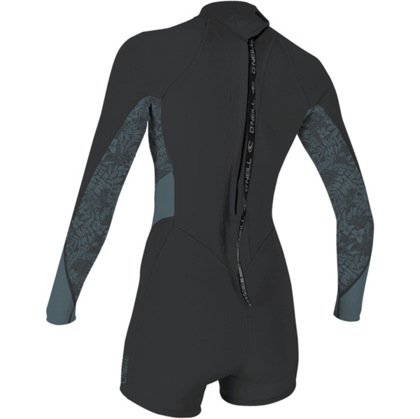 2026 O'Neill Womens Bahia 2/1mm Back Zip Long Sleeve Springsuit Wetsuit 5291 - Tempered Steel / Shaded Island Sky / Shade